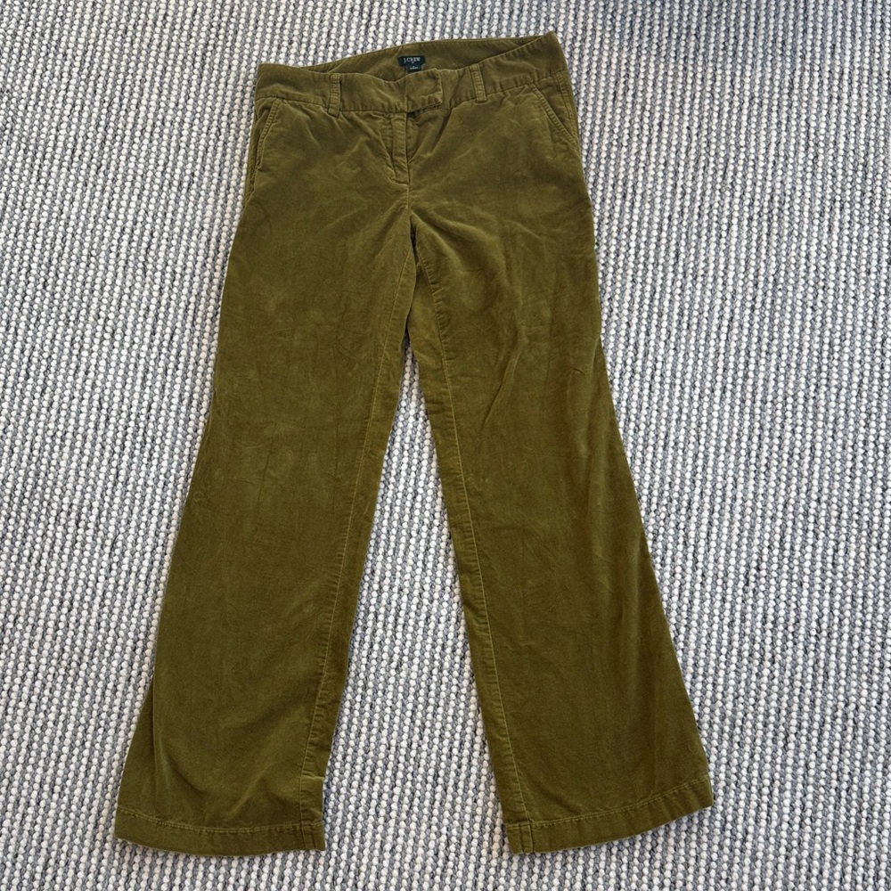 J. Crew City Fit velvet Trousers in Olive